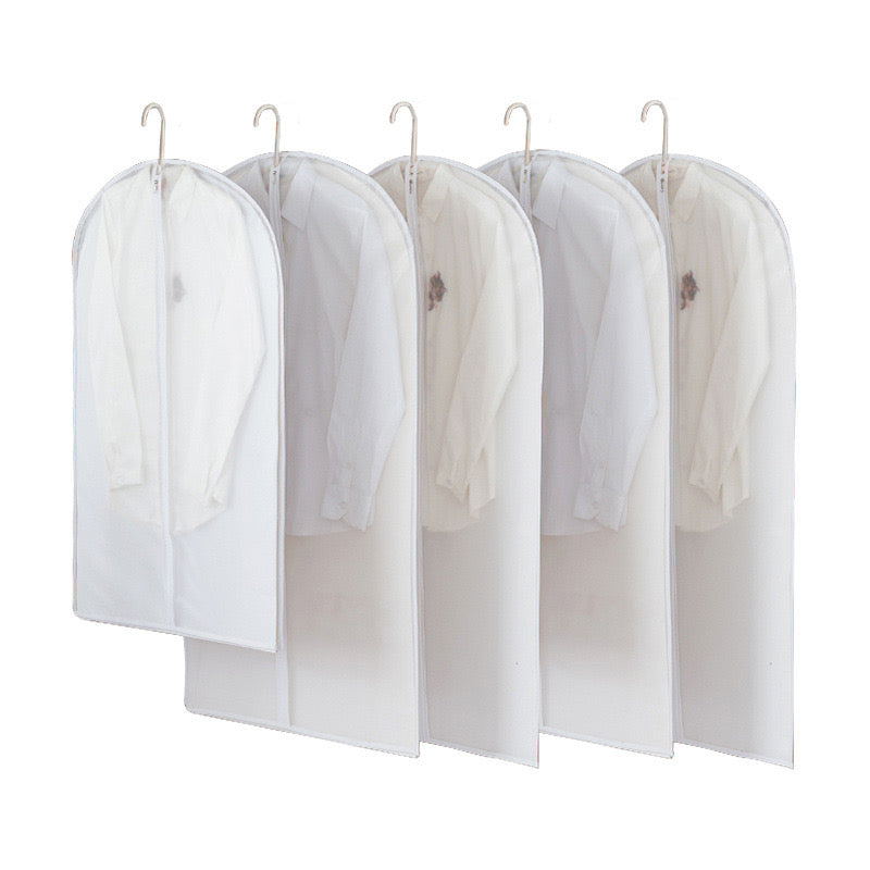 4-piece set white frosted zipper PEVA hanging garment bag