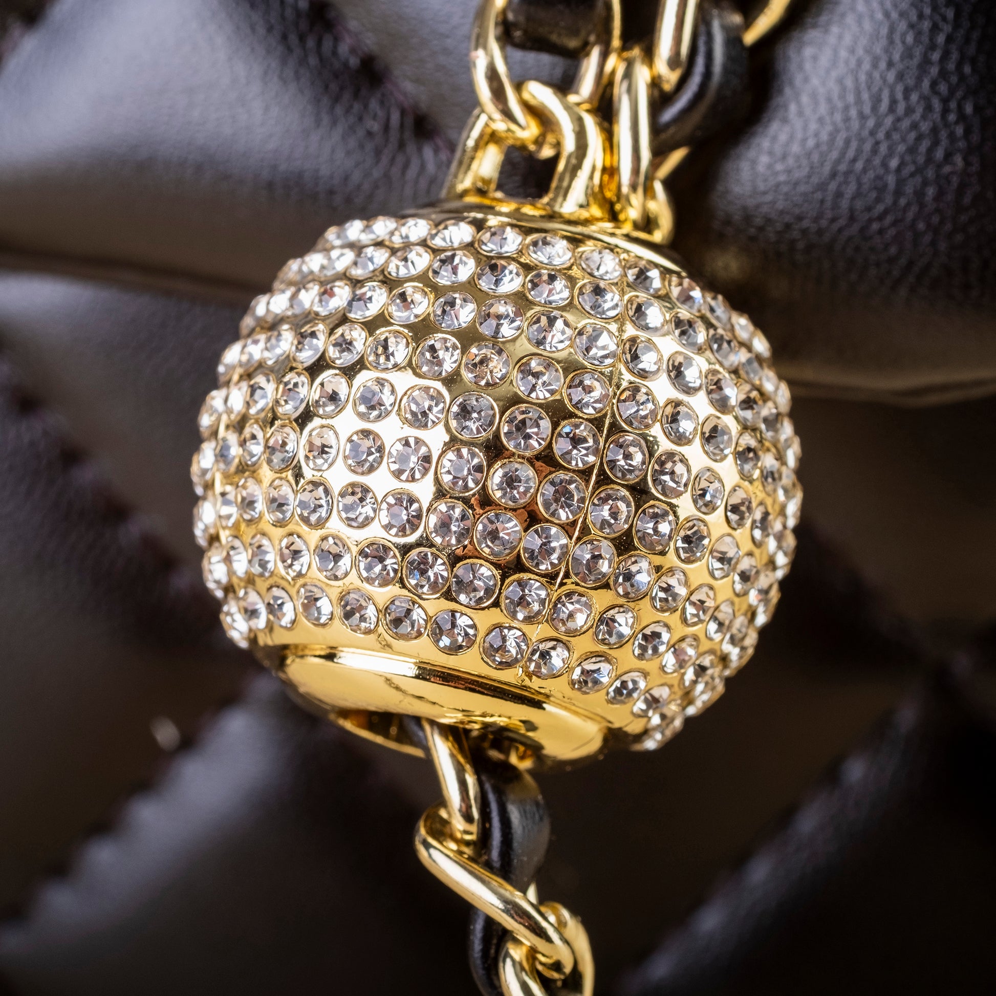 Cowhide leather gold ball chain handbag - fabufabu design store