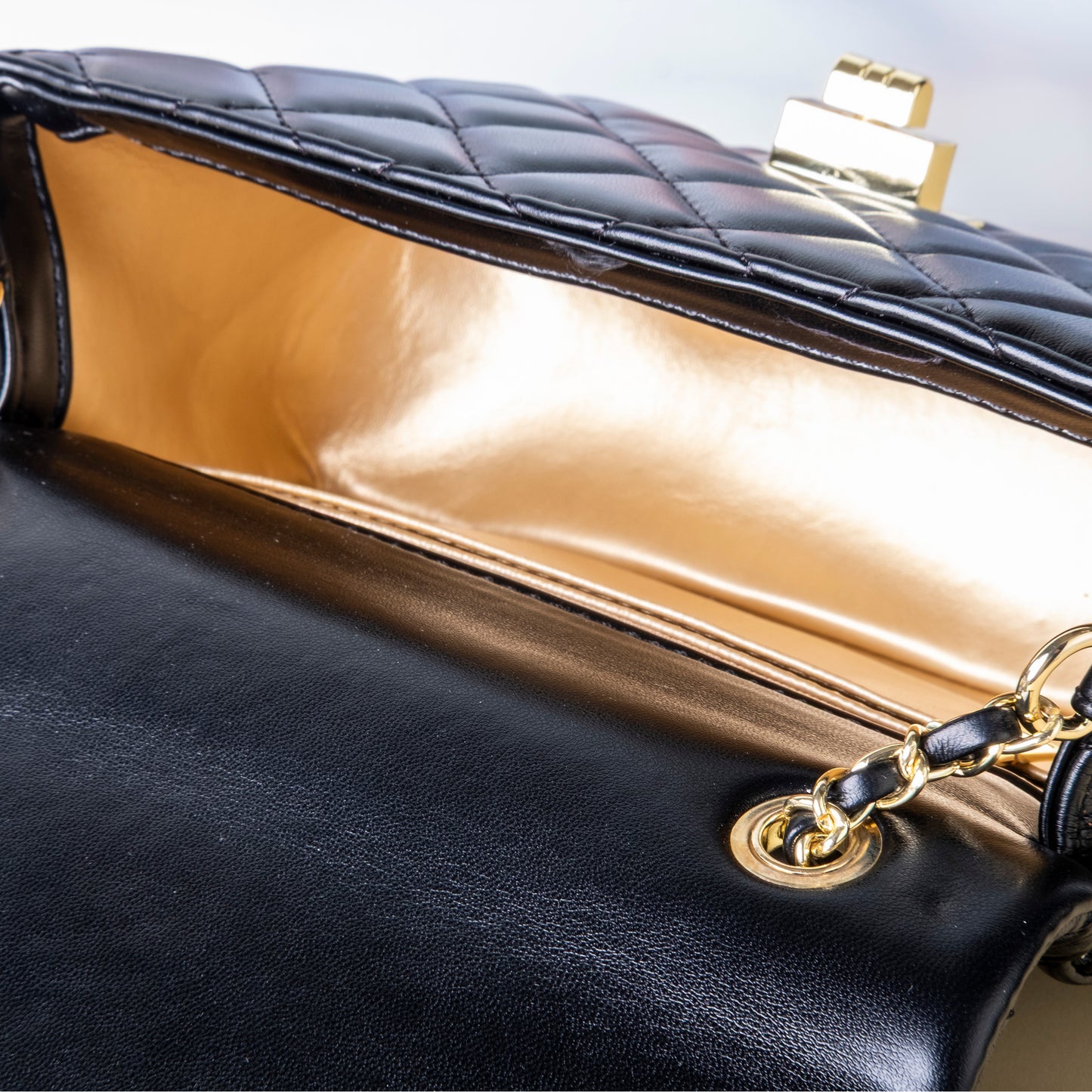 Cowhide leather gold ball chain handbag - fabufabu design store