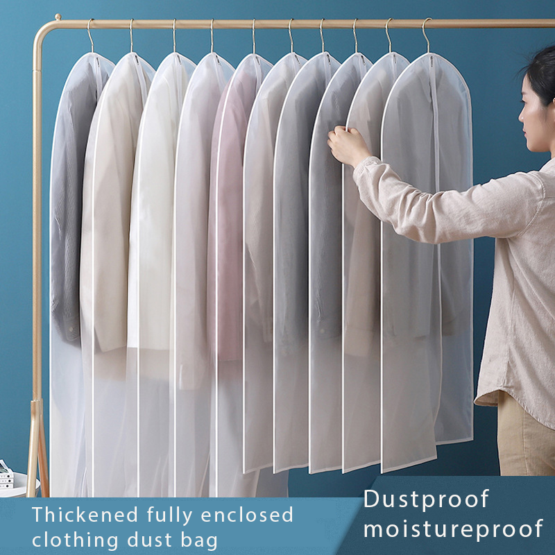 4-piece set white frosted zipper PEVA hanging garment bag