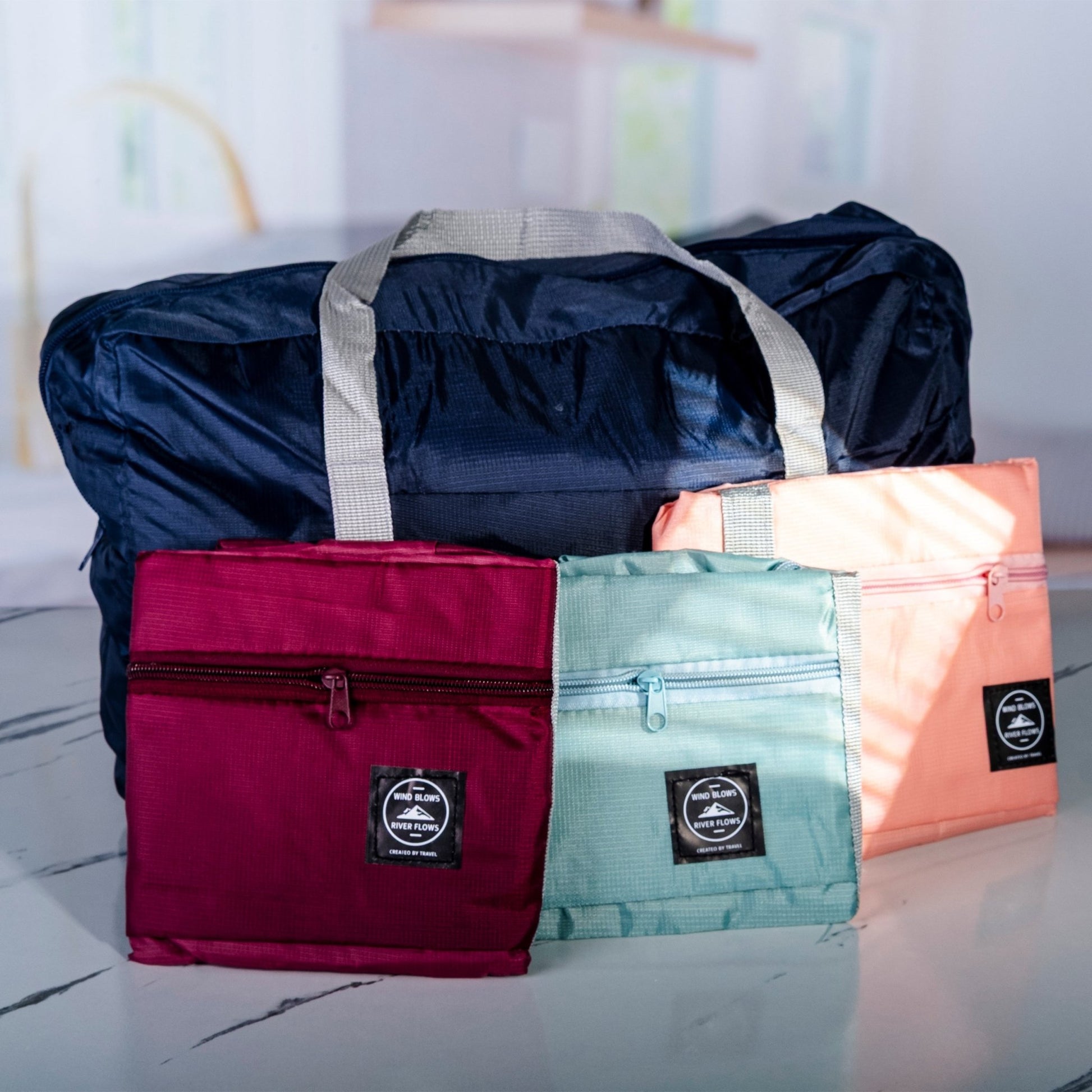 2pack Foldable Travel Duffel Bag with Fixed on the Trolley Case - fabufabu design store