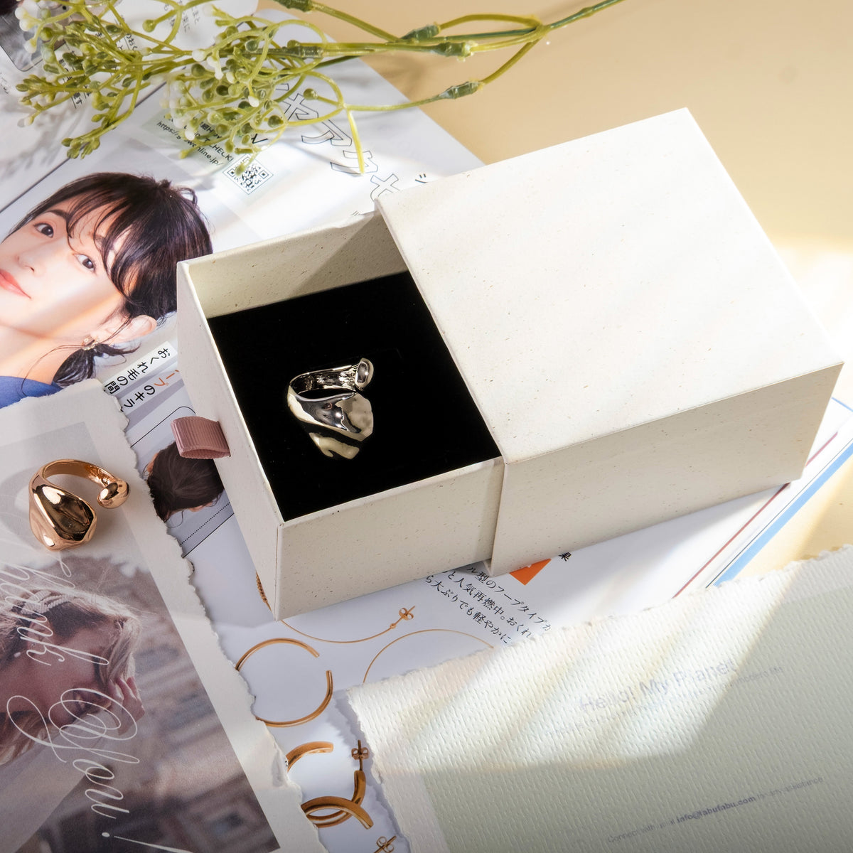 Fabufabu Chunky Bypass Dome Teardrop Open Rings for Women