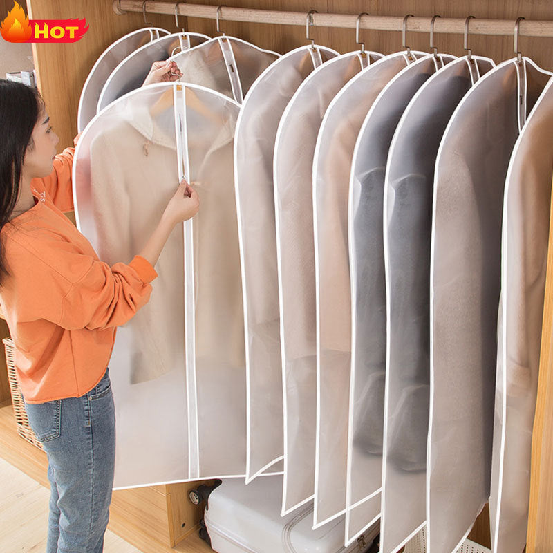 4-piece set white frosted zipper PEVA hanging garment bag