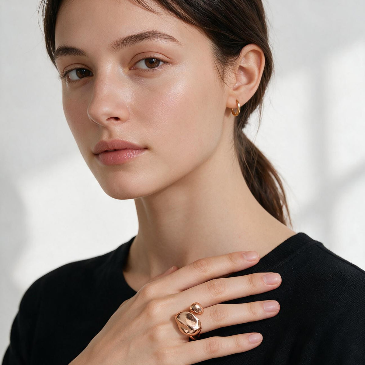 Fabufabu Chunky Bypass Dome Teardrop Open Rings for Women