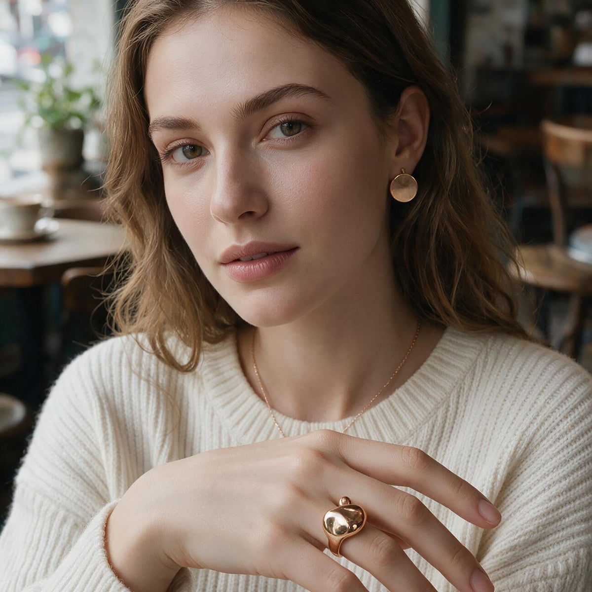 Fabufabu Chunky Bypass Dome Teardrop Open Rings for Women