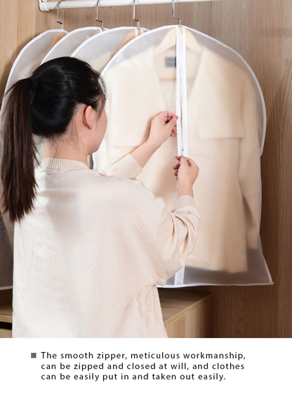 4-piece set white frosted zipper PEVA hanging garment bag