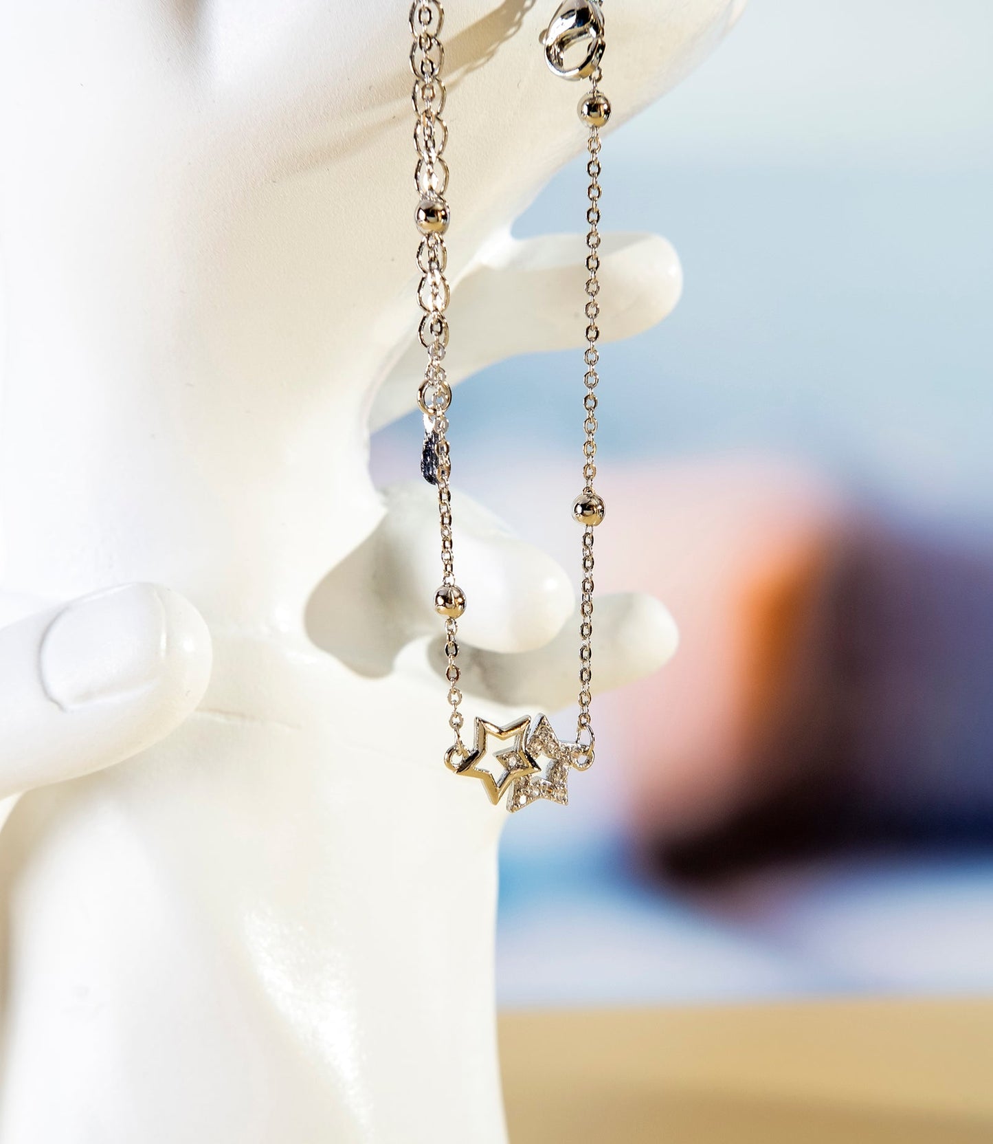 925 Sterling Silver Layered Zirconium Diamonds Star Bracelet - fabufabu design store