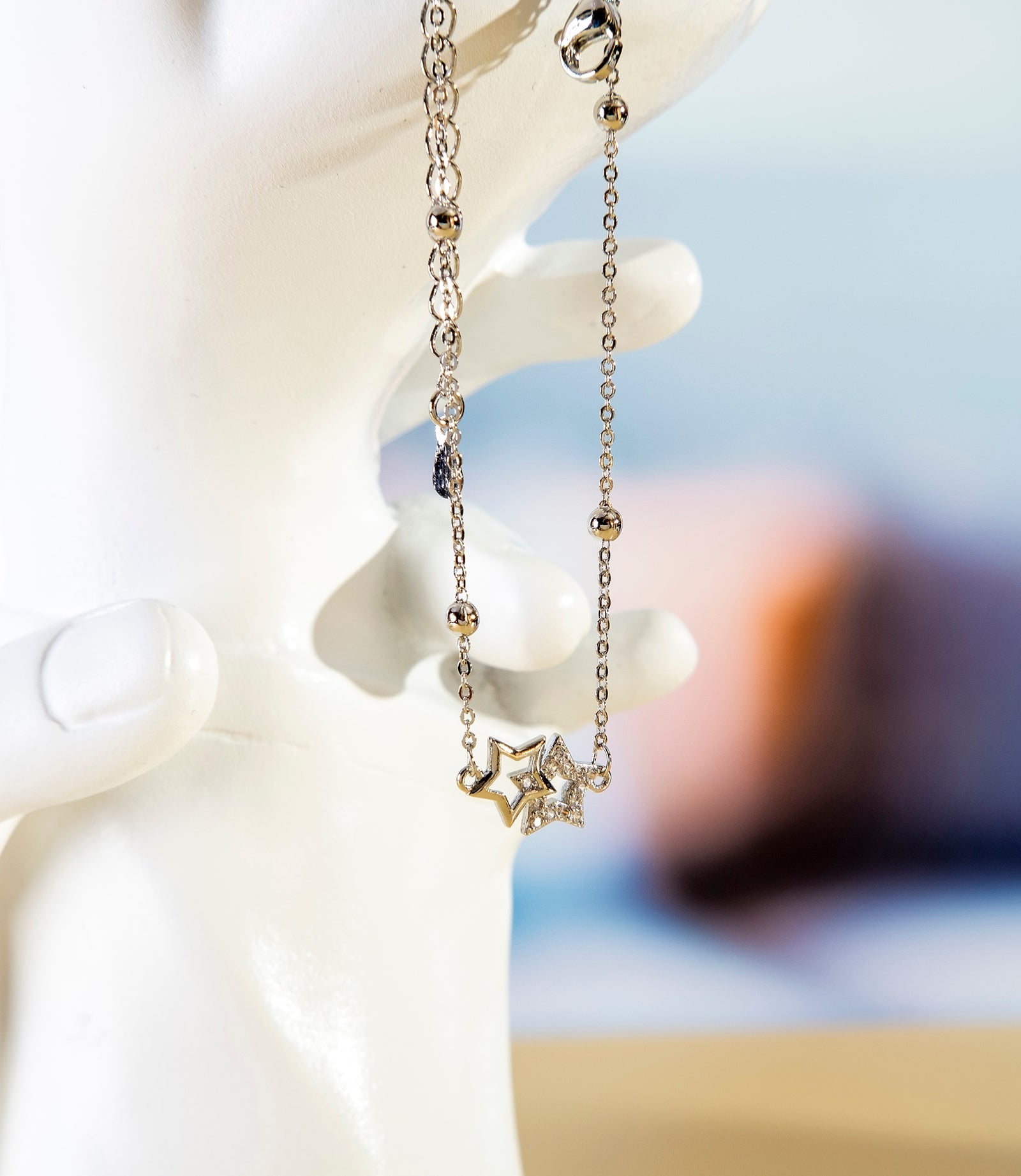 925 Sterling Silver Layered Zirconium Diamonds Star Bracelet - fabufabu design store