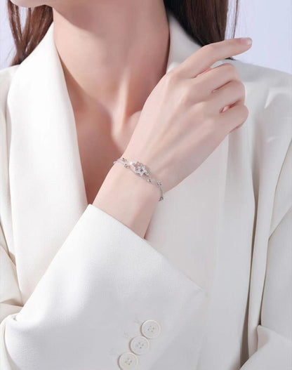 925 Sterling Silver Layered Zirconium Diamonds Star Bracelet - fabufabu design store