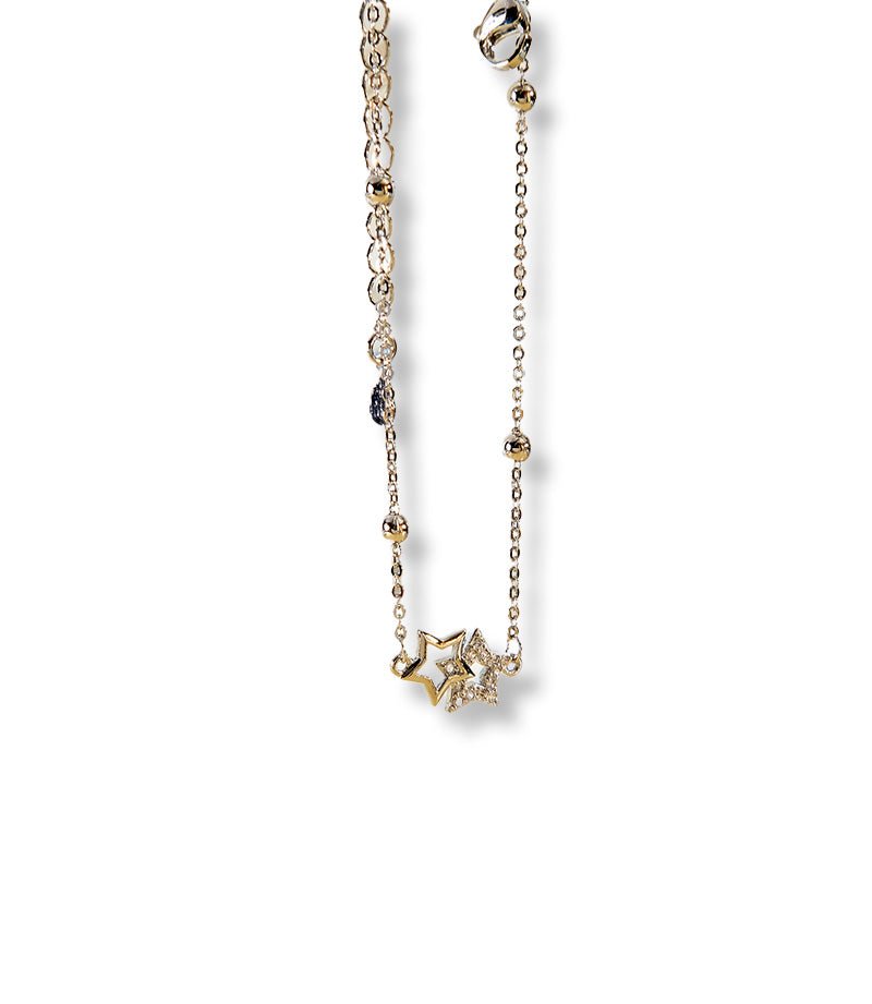 925 Sterling Silver Layered Zirconium Diamonds Star Bracelet - fabufabu design store