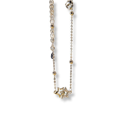 925 Sterling Silver Layered Zirconium Diamonds Star Bracelet - fabufabu design store