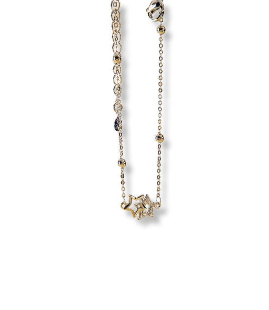 925 Sterling Silver Layered Zirconium Diamonds Star Bracelet - fabufabu design store