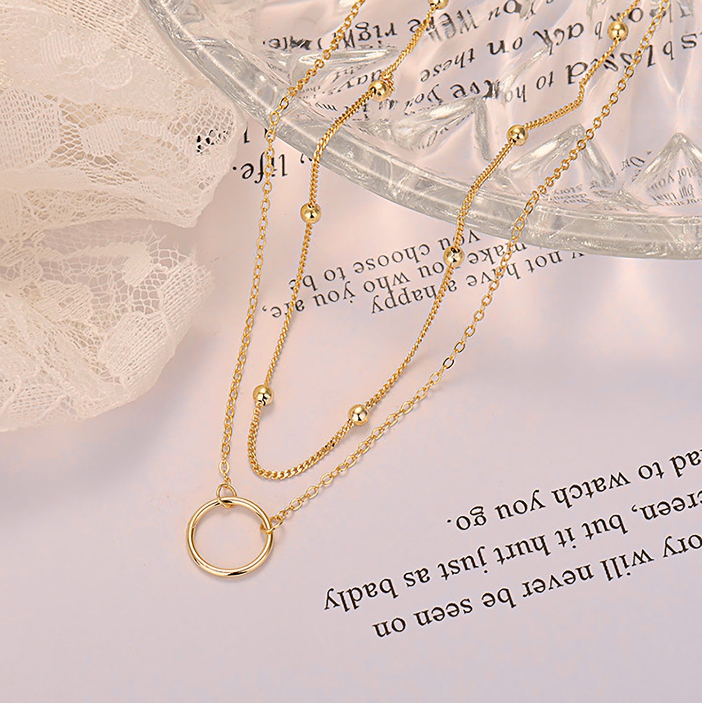 Layered S925 sterling silver choker necklace with delicate chain design from Fabufabu Design Store.