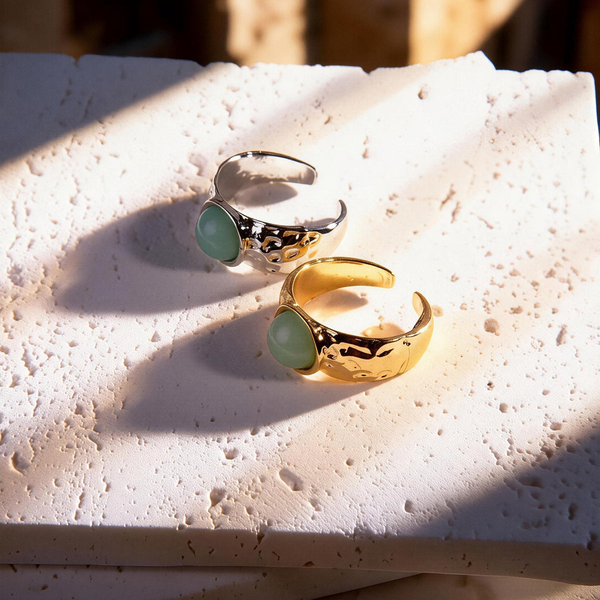 Boho Bohemian Hippie Antique Gold Silver Alloy Resin Gem Stone Rings Jewelry for Women - fabufabu design store