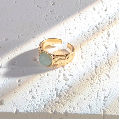 Boho Bohemian Hippie Antique Gold Silver Alloy Resin Gem Stone Rings Jewelry for Women - fabufabu design store