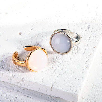 Boho Gold Silver Oval Round Resin Rings - fabufabu design store