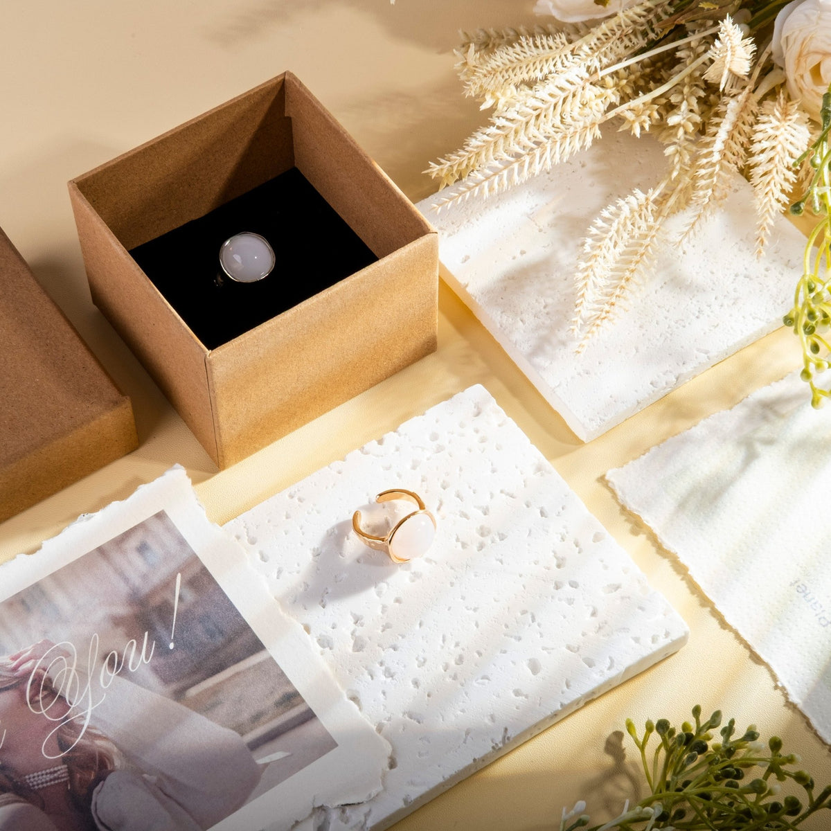 Boho Gold Silver Oval Round Resin Rings - fabufabu design store