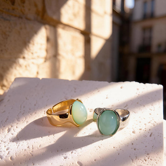 Boho Unique Gold Silver Resin Gem Stone Rings for Women Funky Colorful - fabufabu design store