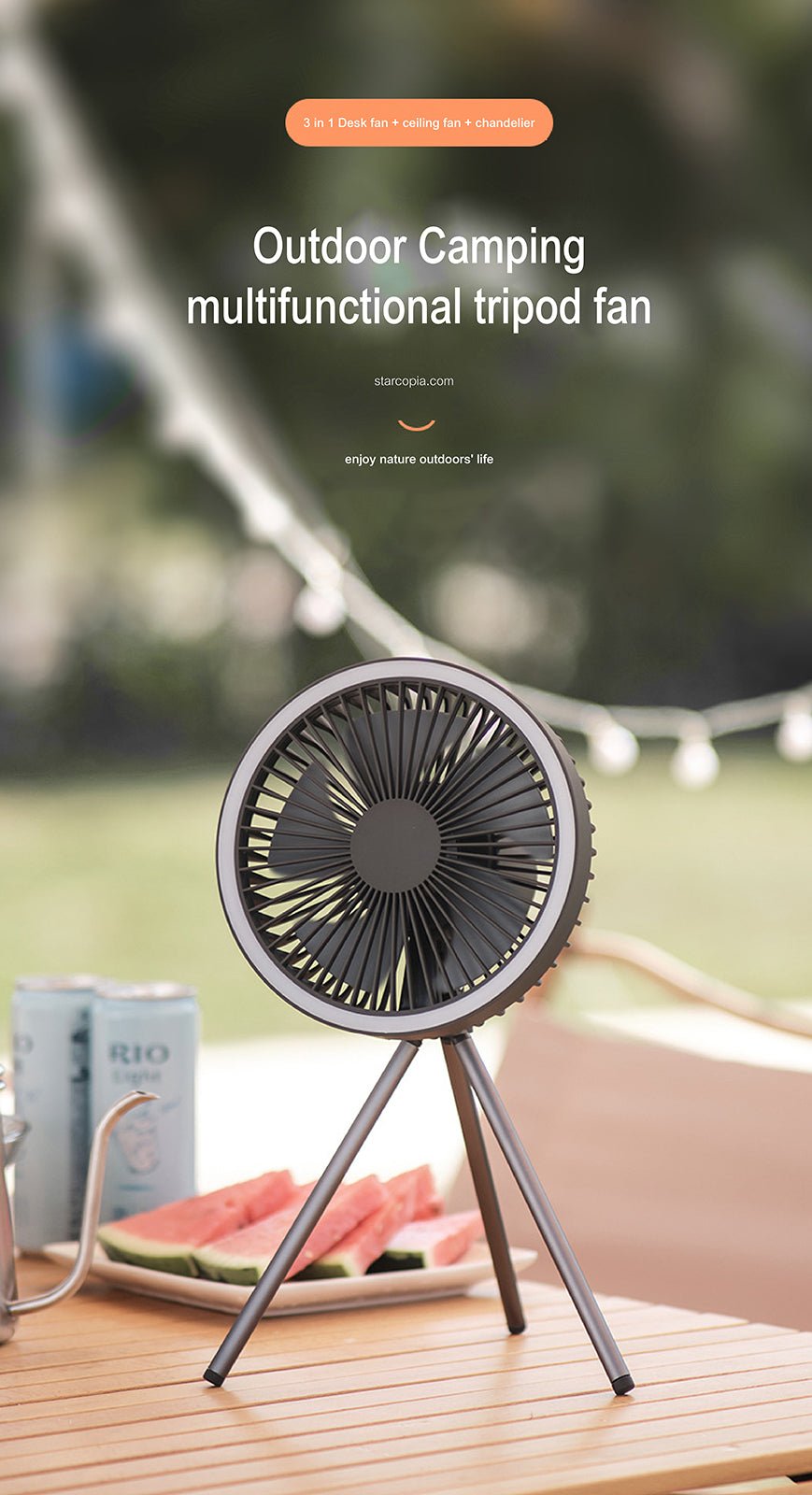 Camping fan with LED Lantern - fabufabu design store