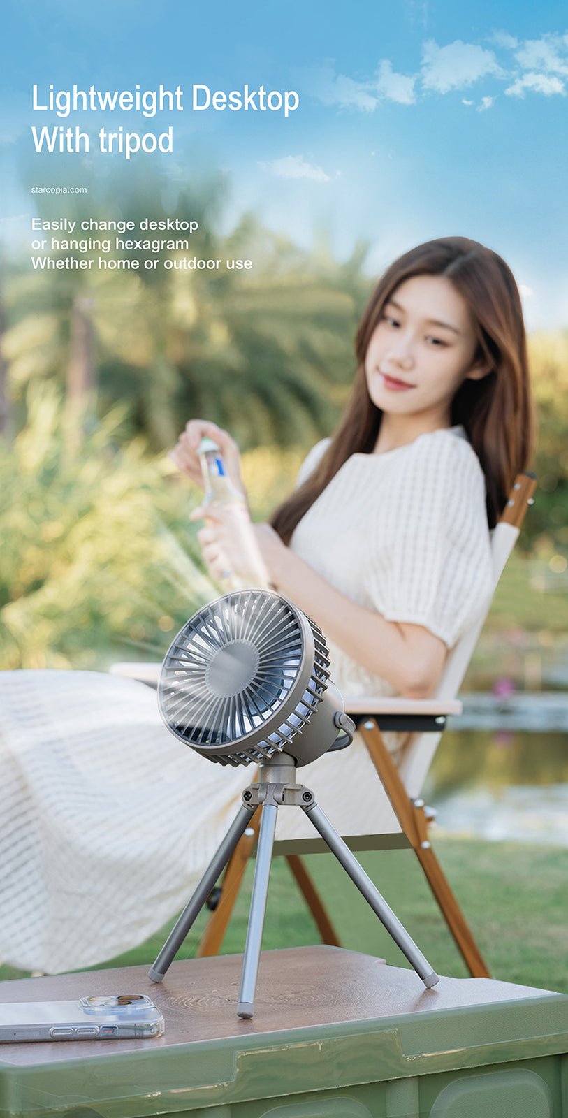 Camping fan with LED Lantern - fabufabu design store