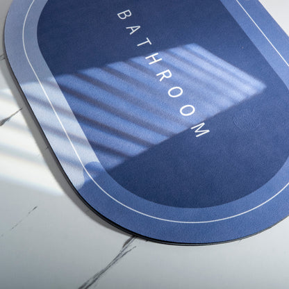 Blue Fabufabu Diatom Mud bathroom rug with textured surface, designed for bathroom decor and moisture absorption.