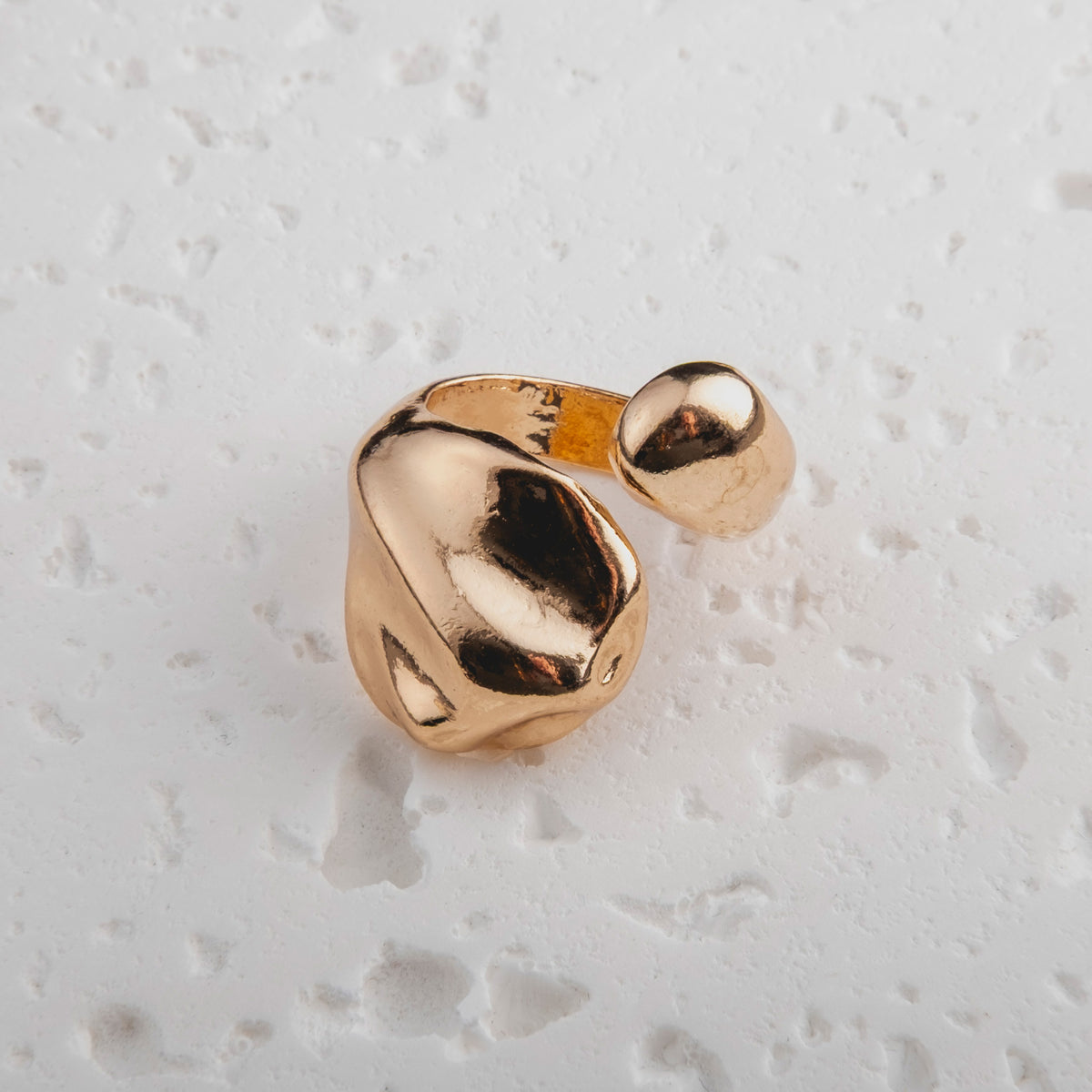 Fabufabu Chunky Bypass Dome Teardrop Open Rings for Women