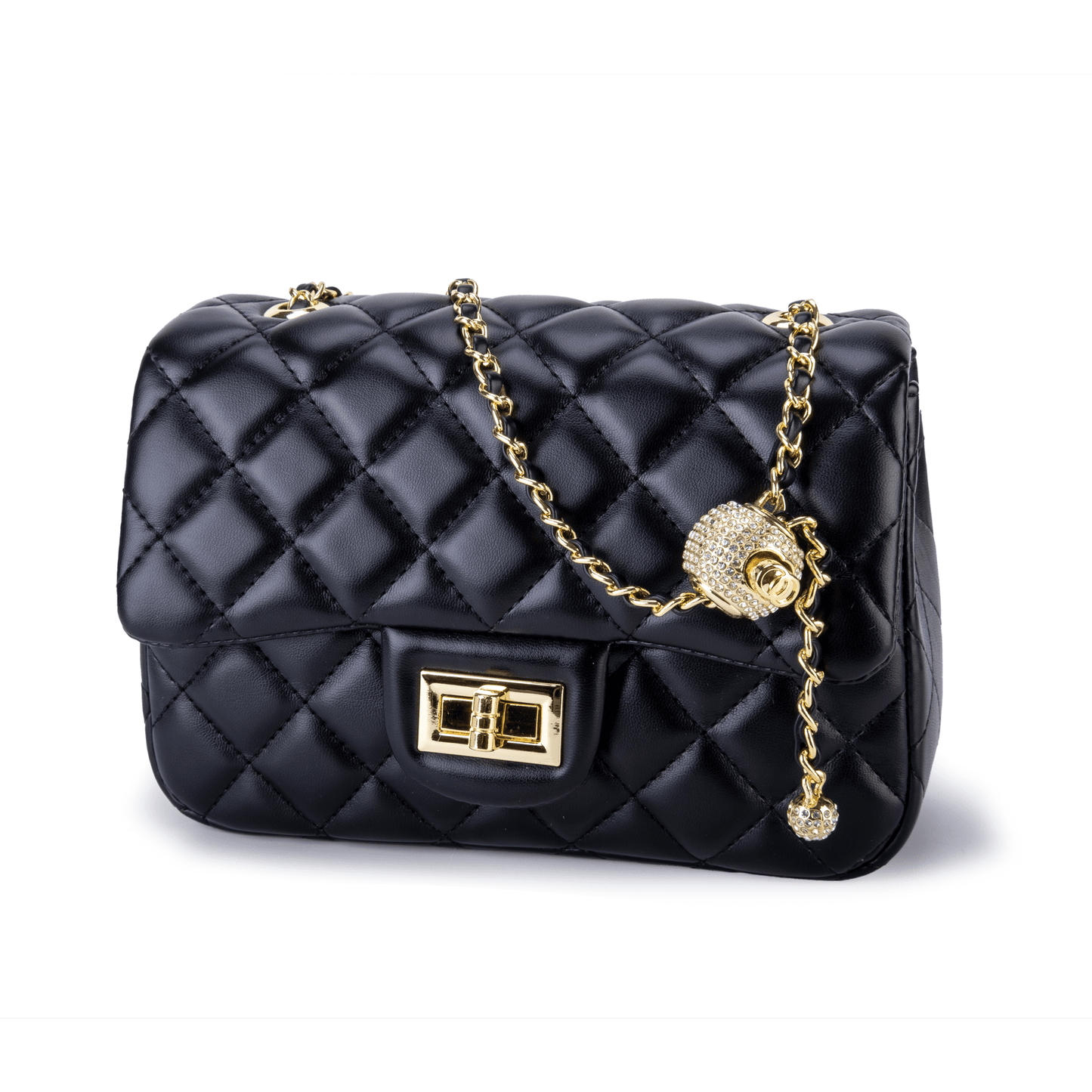 Cowhide leather gold ball chain handbag - fabufabu design store