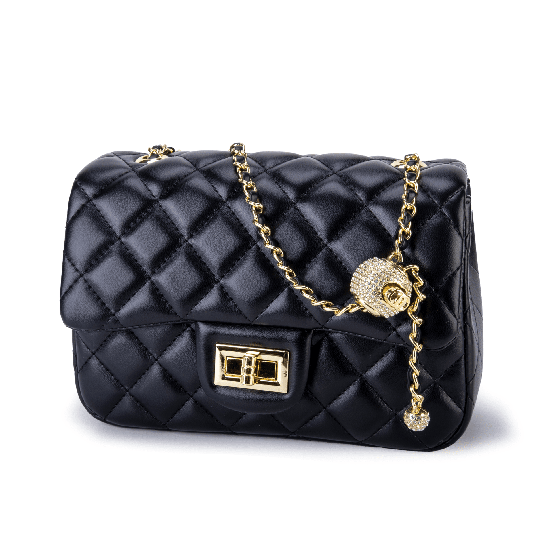 Cowhide leather gold ball chain handbag - fabufabu design store