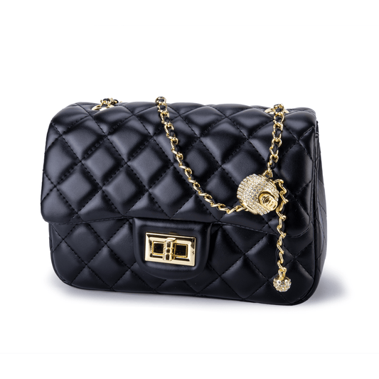 Cowhide leather gold ball chain handbag - fabufabu design store