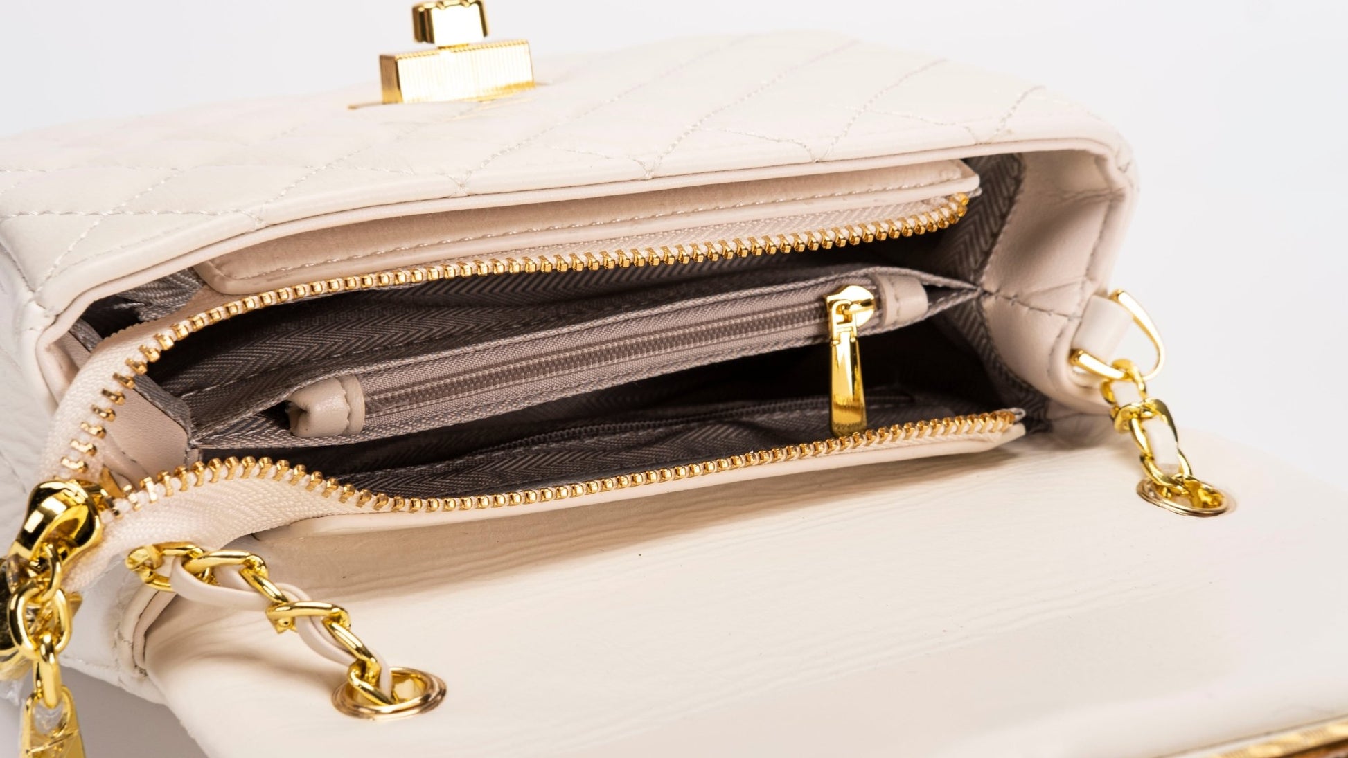 Cowhide leather gold ball chain handbag - fabufabu design store