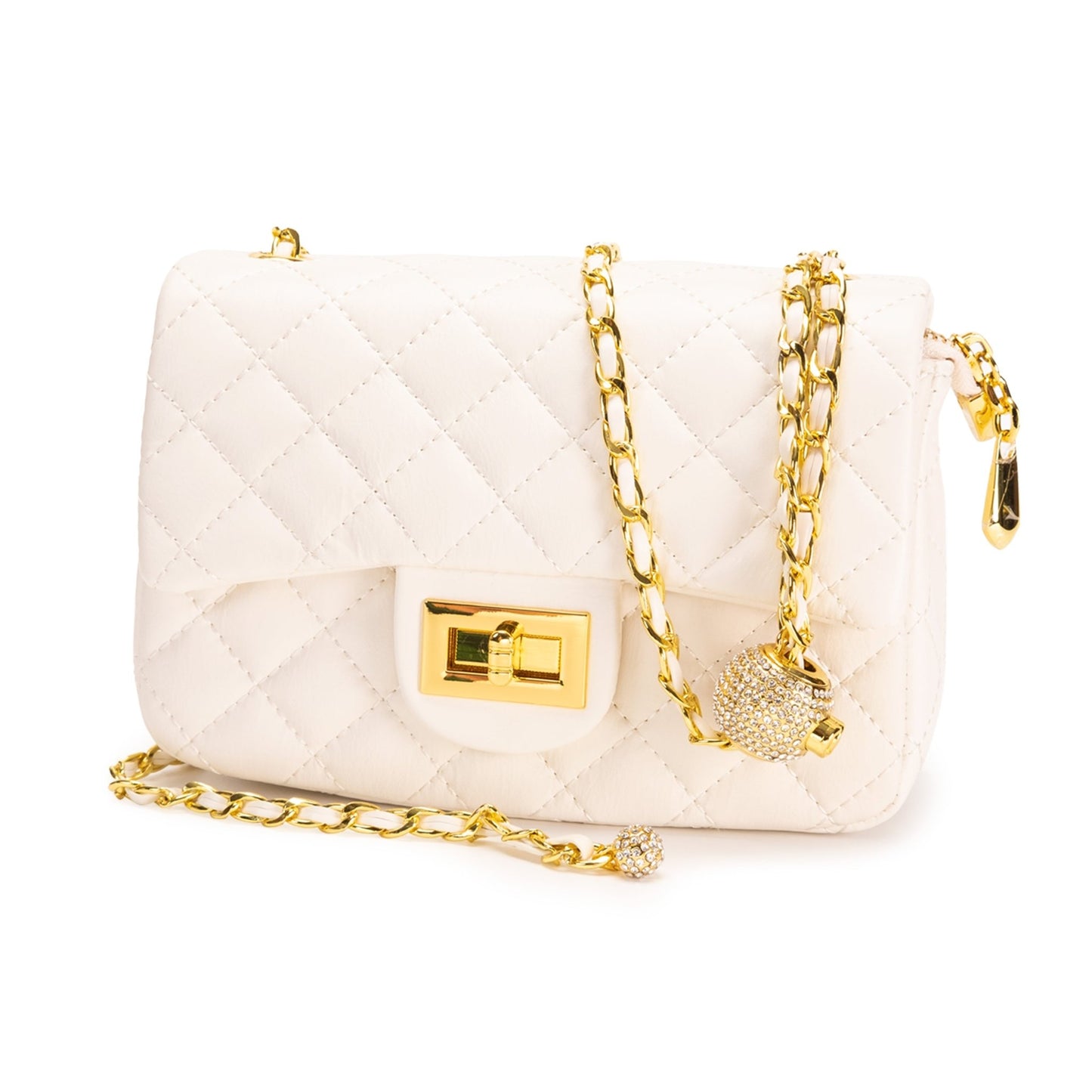 Cowhide leather gold ball chain handbag - fabufabu design store