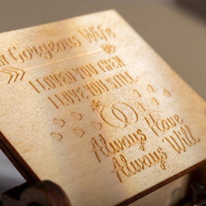 Engraved Vintage Hand Cranked Wooden Music Box - fabufabu design store