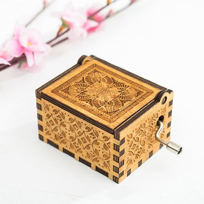 Engraved Vintage Hand Cranked Wooden Music Box - fabufabu design store