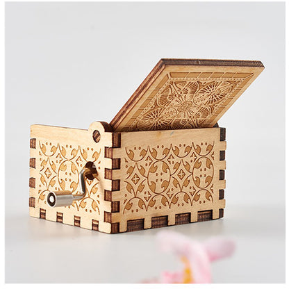 Engraved Vintage Hand Cranked Wooden Music Box - fabufabu design store