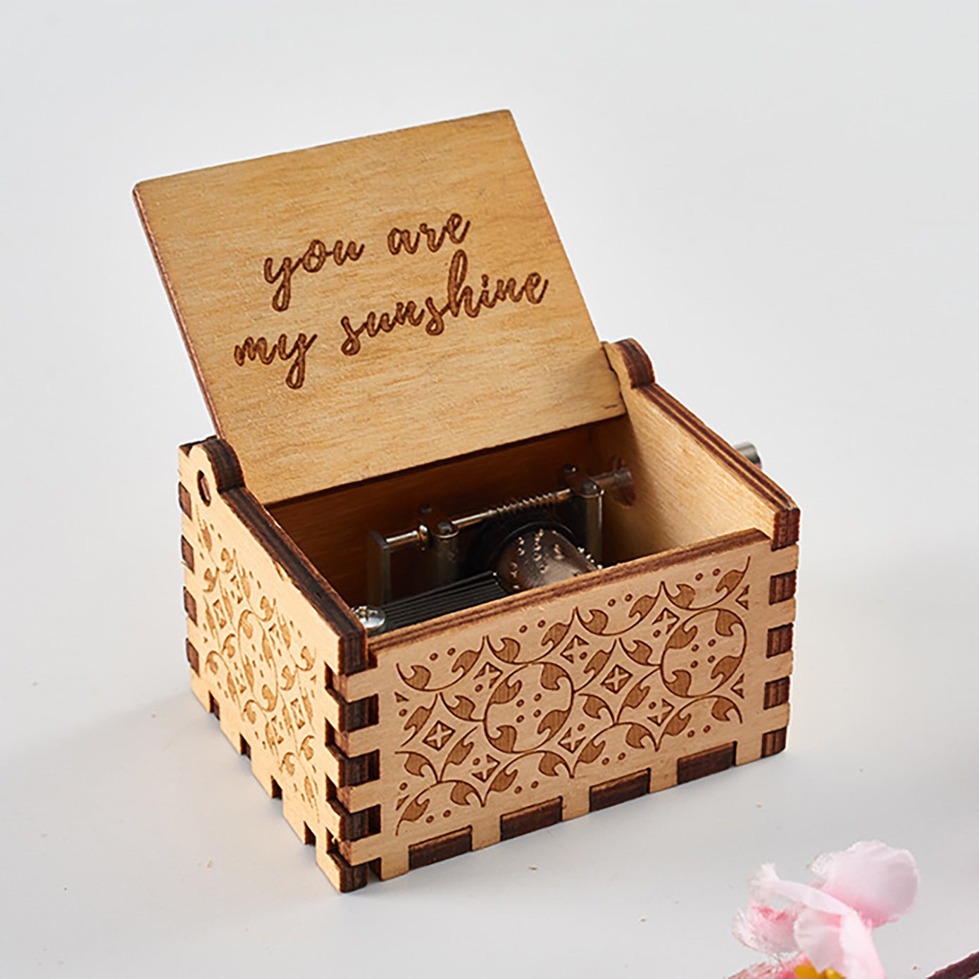 Engraved Vintage Hand Cranked Wooden Music Box - fabufabu design store
