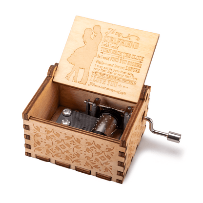 Engraved Vintage Hand Cranked Wooden Music Box - fabufabu design store
