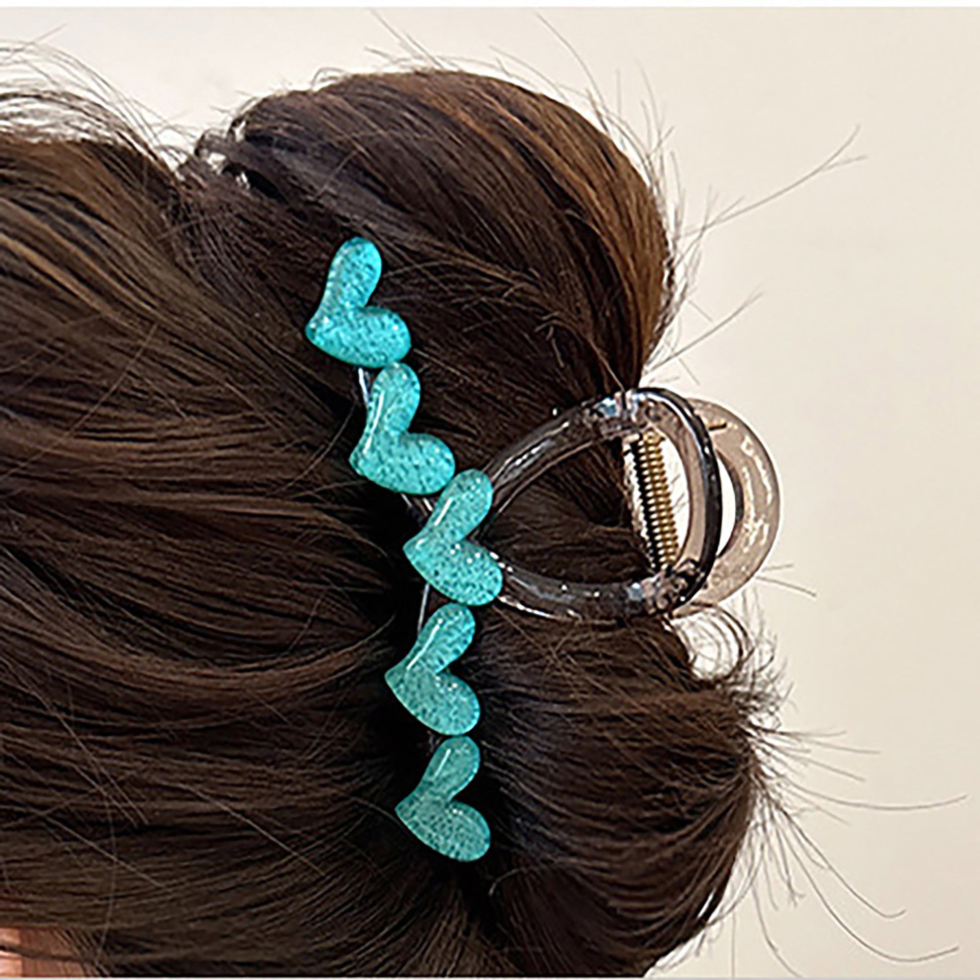 Fabufabu 2-piece bundle set of Korean style heart-shaped hair clip blue & pink colour - fabufabu design store