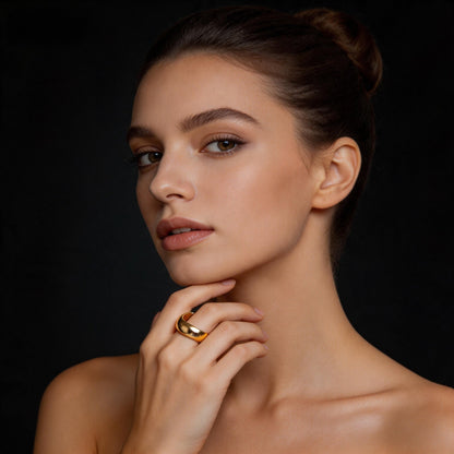 Fabufabu Gold-plated Silver-plated Alloy Dome Chunky Rings - fabufabu design store