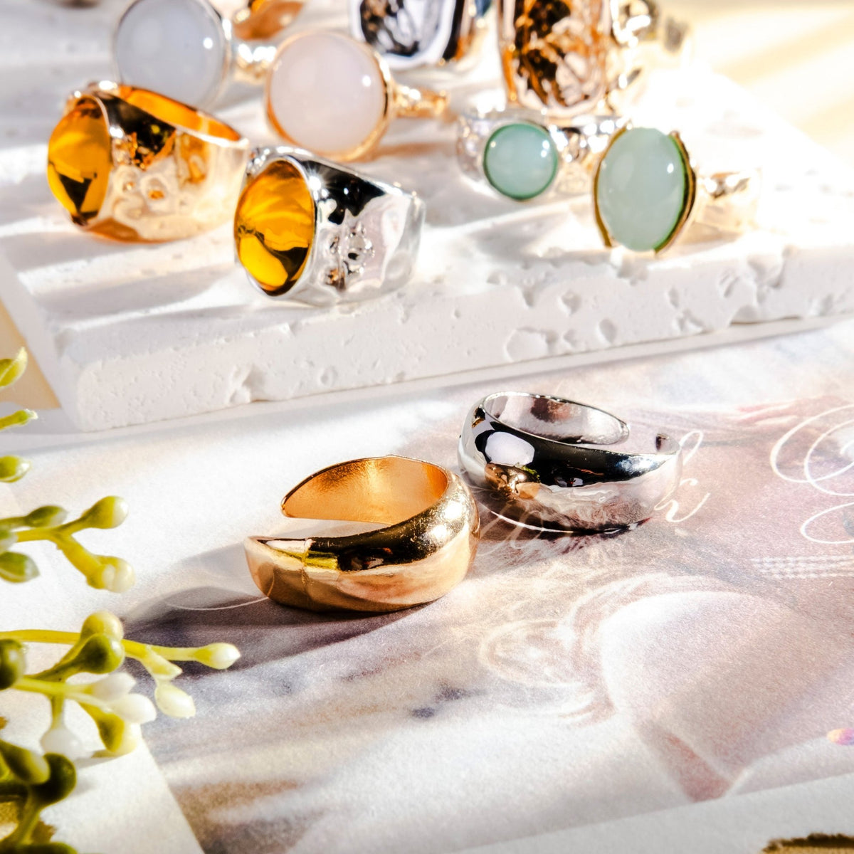 Fabufabu Gold-plated Silver-plated Alloy Dome Chunky Rings - fabufabu design store