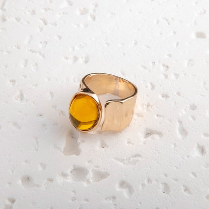 Fabufabu Gold Silver Oval Stone Rings - fabufabu design store