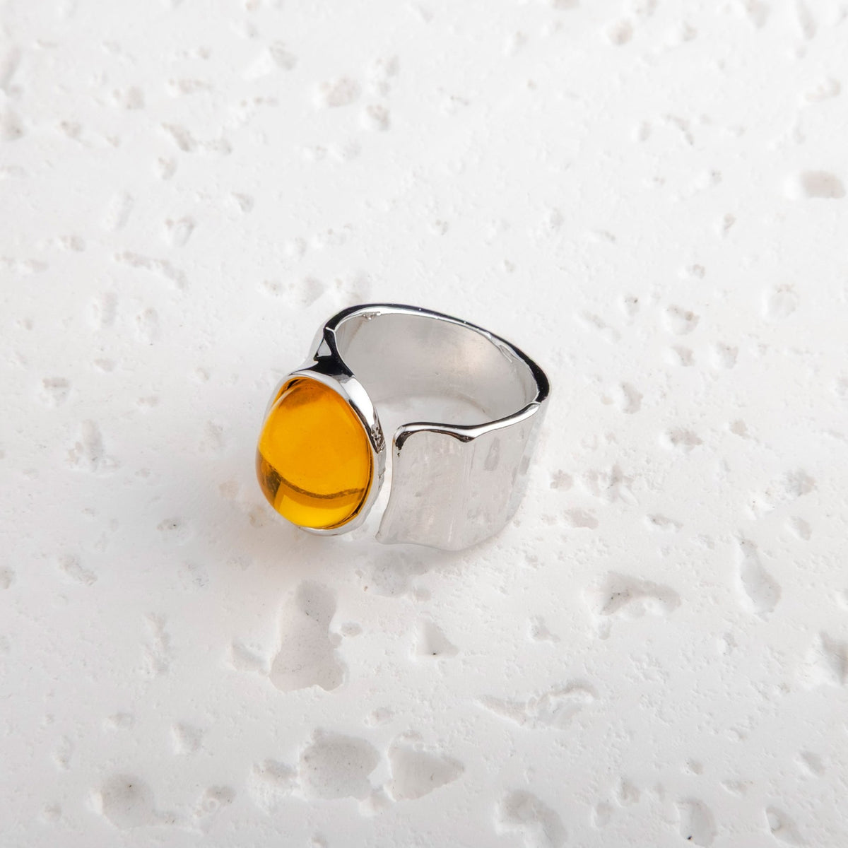 Fabufabu Gold Silver Oval Stone Rings - fabufabu design store