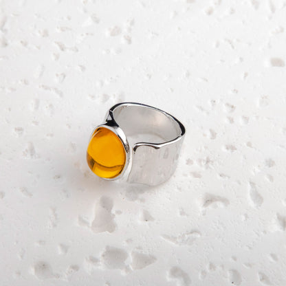 Fabufabu Gold Silver Oval Stone Rings - fabufabu design store