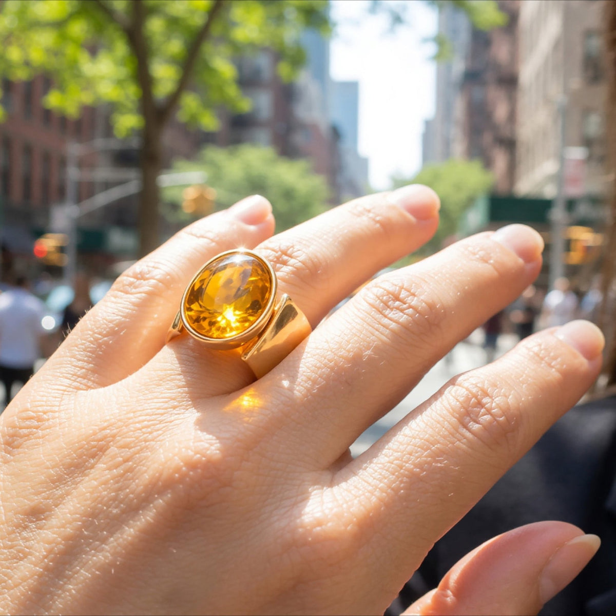 Fabufabu Gold Silver Oval Stone Rings - fabufabu design store
