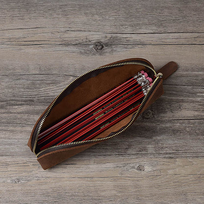 First Layer Cowhide Pencil Storage Bag - fabufabu design store