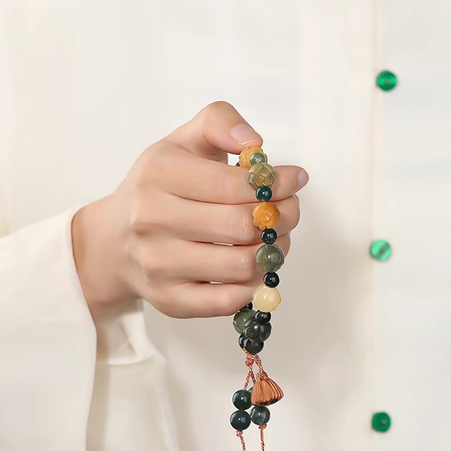 Handmade Water Grass Agate Lotus Style Bodhi Bracelet - fabufabu design store