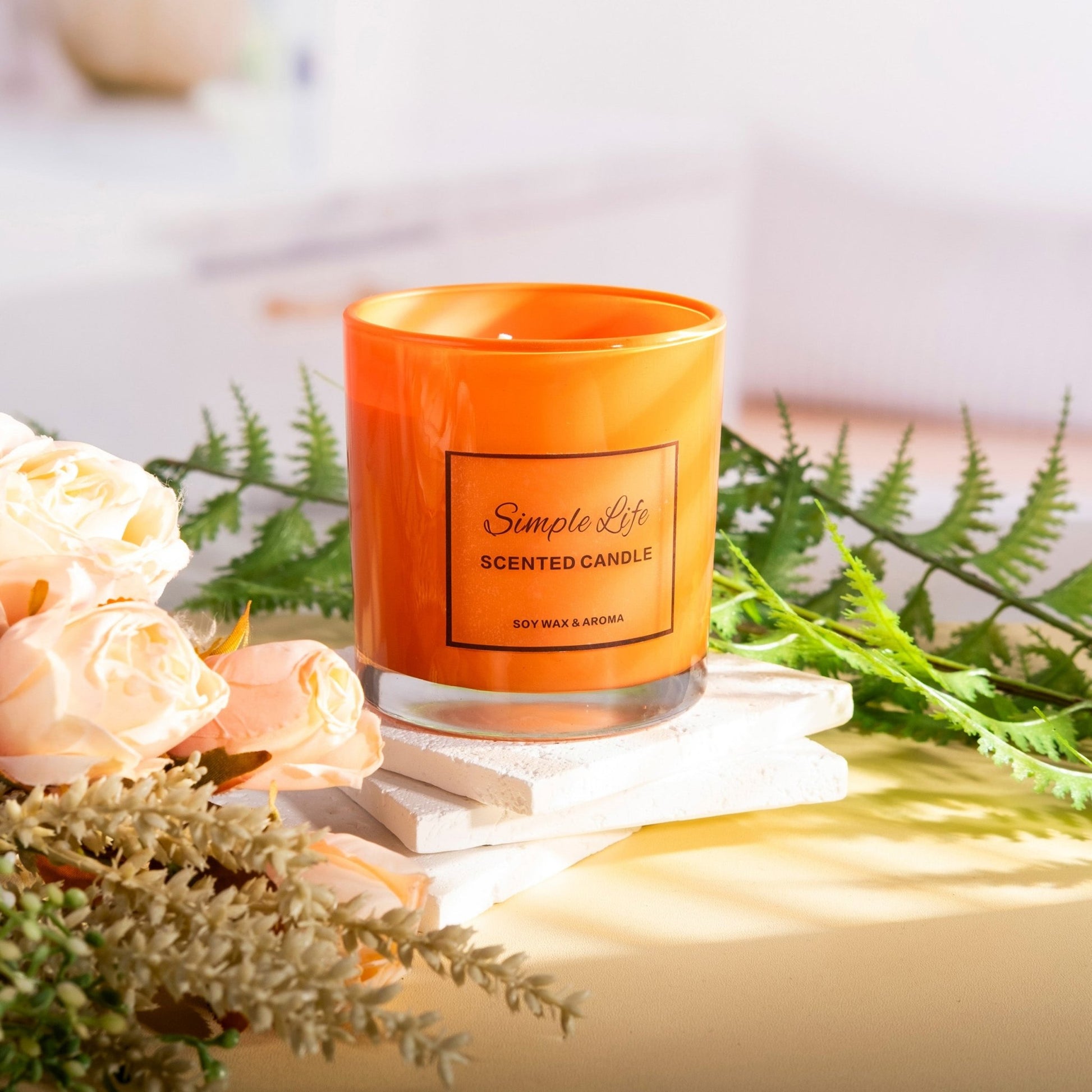 Luxury Sun Orange Tropical Mango Scented Candles 200g - fabufabu design store