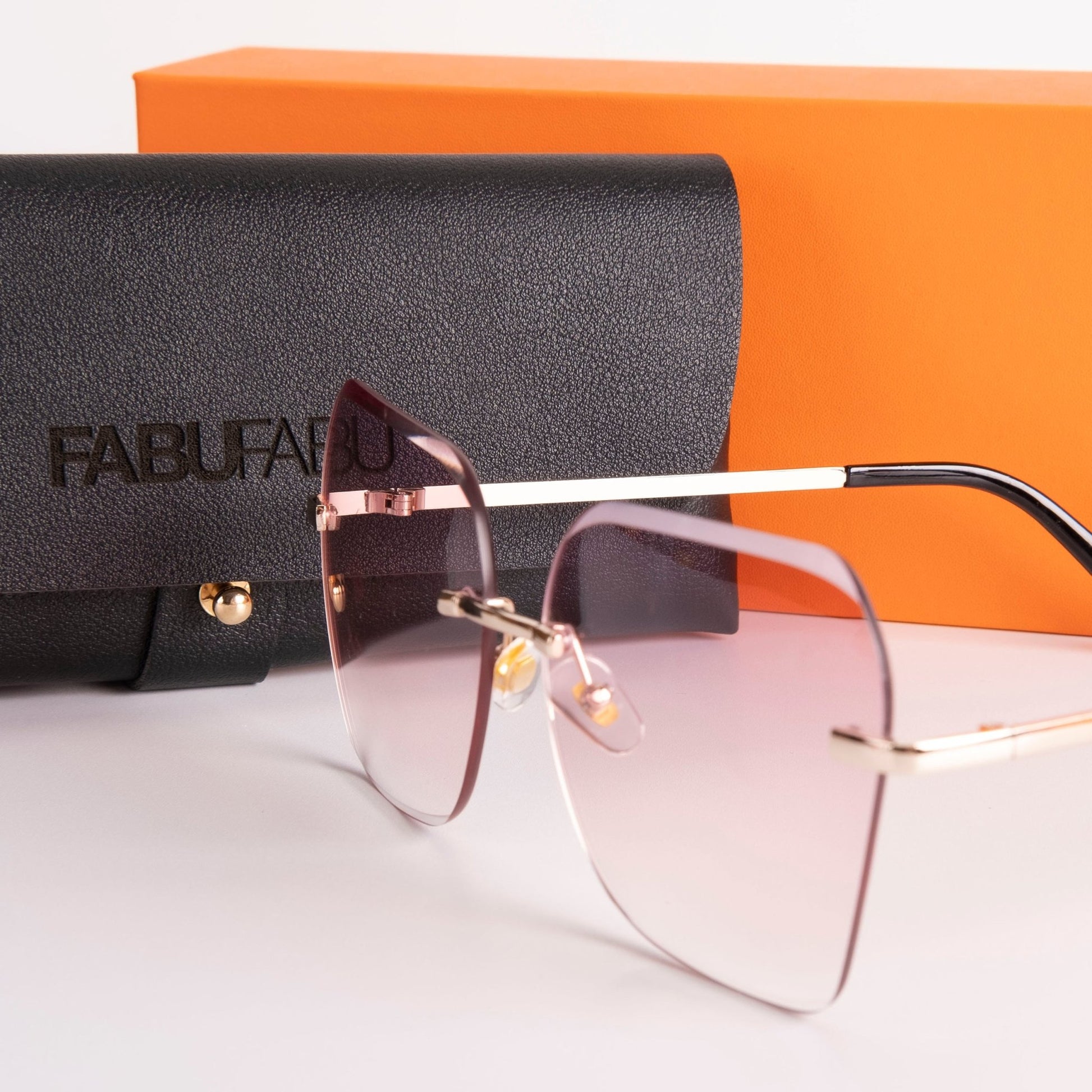 Oversized Rimless Diamond Cutting Lens Sunglasses - fabufabu design store