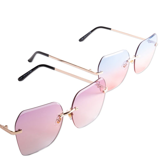 Oversized Rimless Diamond Cutting Lens Sunglasses - fabufabu design store