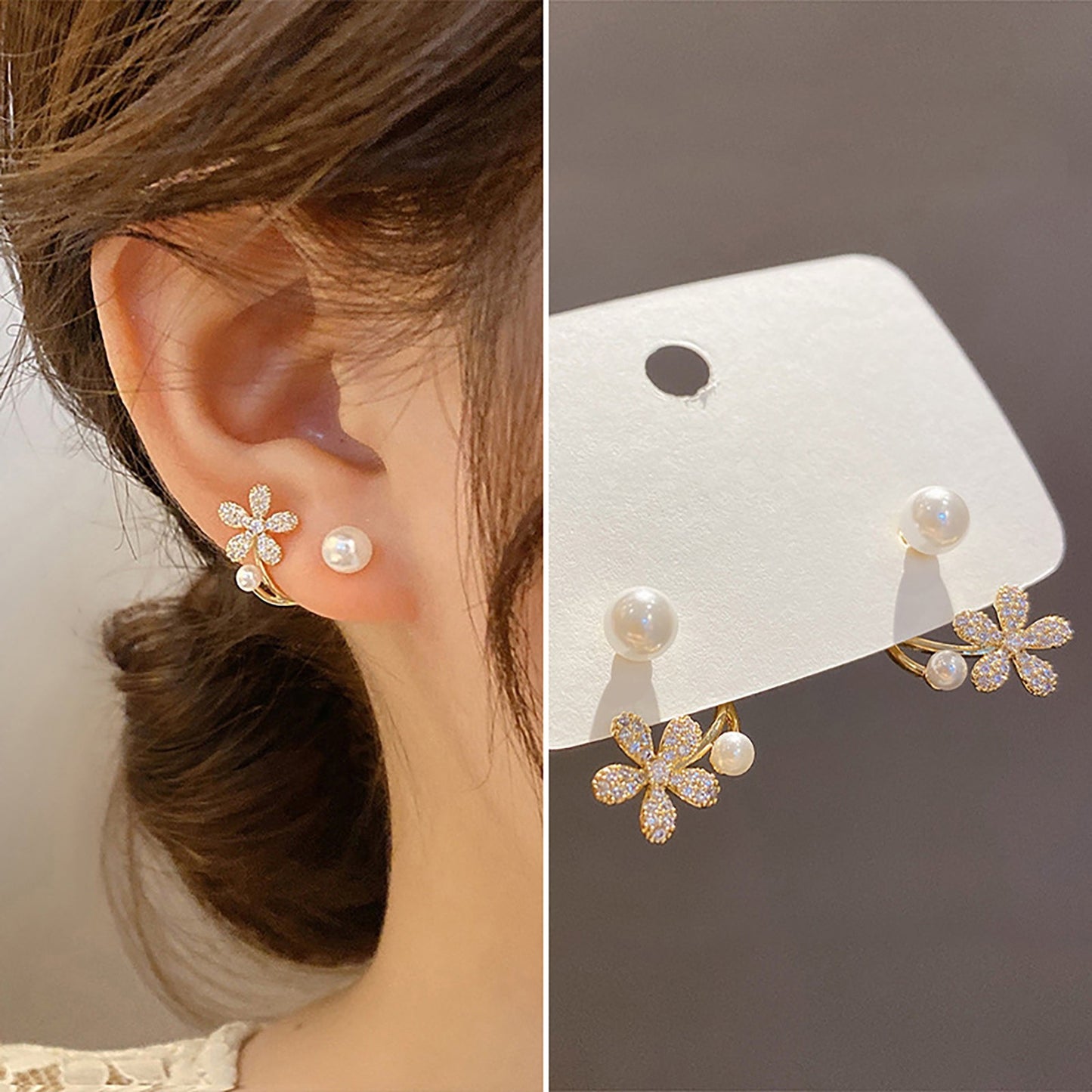 Pearl - Flower Style Earrings - fabufabu design store