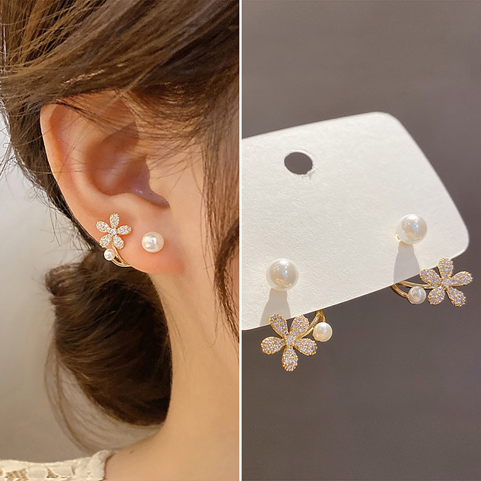 Pearl - Flower Style Earrings - fabufabu design store